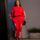 Plus Size Casual Long Sleeve Pullover And Pants Two Piece Set NY-10606