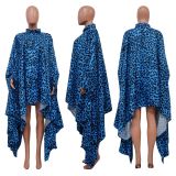 Leopard Print Long Sleeve Long Shawl Top YF-10620