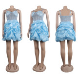 Plus Size Hot Diamond Sling Mesh Splicing Cake Dress NY-2820