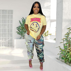 Plus Size Cute Camouflage Color Block Casual Pant MTY-M6376