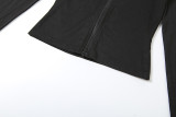 Solid Color Long Sleeve Zipper Slim Two Piece Pants Set XEF-34549