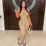 Hollow Out Knits Sleeveless Tight Jumpsuit XEF-34371