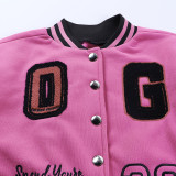 Fashion Letter Embroider Print Patchwork Baseball Jacket FL-23524