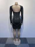 Plus Size Sexy Hot Drill Backless Hollow Out Mini Dress NY-2846