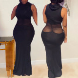 Plus Size Sexy Sleeveless Mesh Patchwork Maxi Dress NY-10626