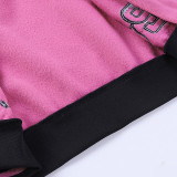 Fashion Letter Embroider Print Patchwork Baseball Jacket FL-23524