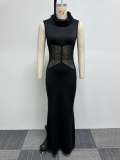 Plus Size Sexy Sleeveless Mesh Patchwork Maxi Dress NY-10626