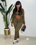 Padded Sweatshirt Hooded Sport Casual Three Piece Pants Set TK-6303