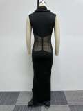 Plus Size Sexy Sleeveless Mesh Patchwork Maxi Dress NY-10626