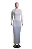 Fashion See Through Slim Long Sleeve Maxi Dress YS-865