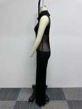 Plus Size Sexy Sleeveless Mesh Patchwork Maxi Dress NY-10626