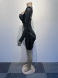 Plus Size Sexy Hot Drill Backless Hollow Out Mini Dress NY-2846