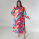 Plus Size Print Tie Up Pleated Maxi Dress NNWF-N7919