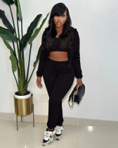 Padded Sweatshirt Hooded Sport Casual Three Piece Pants Set TK-6303