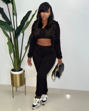 Padded Sweatshirt Hooded Sport Casual Three Piece Pants Set TK-6303