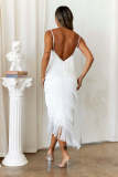 Tassel Splicing Sexy Backless Gown Sling Long Dress ME-8442