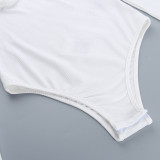 Solid Color Knit Long Sleeve Tight Bodysuit FL-LH23523