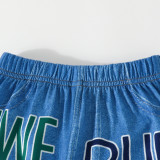 Kids Girls Letter Print Faux Denim Pants YKTZ-2323