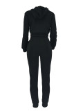 Casual Solid Hooded Sweatshirt Coat And Pants 2 Piece Set FOSF-8372
