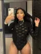 Sexy Mesh Flocking See Through Bodysuit SH-390821