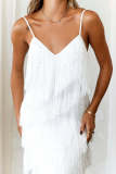 Tassel Splicing Sexy Backless Gown Sling Long Dress ME-8442