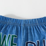 Kids Girls Letter Print Faux Denim Pants YKTZ-2323