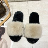 Home Casual Rabbit Fur One Word Flat Slippers ZFLX-FL-16