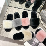 Home Casual Rabbit Fur One Word Flat Slippers ZFLX-FL-16
