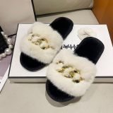 Metal Chain Fashion Warm Furry Slippers ZFLX-FL-56