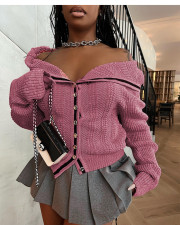 Fashion Patchwork Irregular Knit Hooded Cardigan QXTF-8212