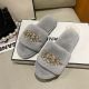 Fashion Metal Chain Rhinestone Home One Word Cotton Slippers ZFLX-FL-52
