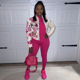 Fashion Print Cardigan Baseball Jacket Coat FSXF-529