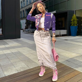 Fashion Print Cardigan Baseball Jacket Coat FSXF-529