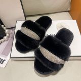 Fluffy Crystal Diamonds Flat Slippers ZFLX-FL-55