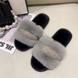 Fluffy Crystal Diamonds Flat Slippers ZFLX-FL-55