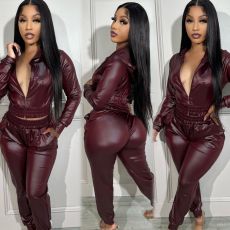 Casual Long Sleeve Zipper Hoodies Sport 2 Piece Pants Set AIL-255