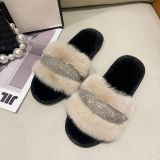 Fluffy Crystal Diamonds Flat Slippers ZFLX-FL-55