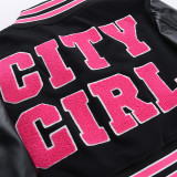 Fashion Patchwork Letter Print Short Jackets FL-23528