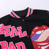 Fashion Patchwork Letter Print Short Jackets FL-23528
