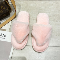 Home Flat Heel Rabbit Fur Thongs Slippers ZFLX-FL-3