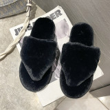Home Flat Heel Rabbit Fur Thongs Slippers ZFLX-FL-3