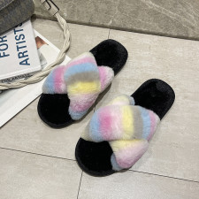 Colorful Furry Crossover Warm Slippers ZFLX-FL-20