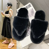 Home Flat Heel Rabbit Fur Thongs Slippers ZFLX-FL-3