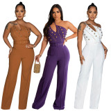 Fashion Solid Single Shoulder Jumpsuit CYA-900781