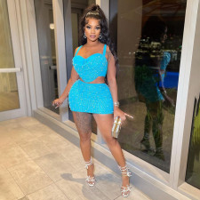 Sexy Sing Crop Top And Skirt Two Piece Set CYA-900791