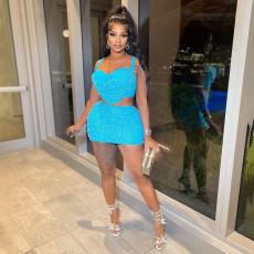 Sexy Sing Crop Top And Skirt Two Piece Set CYA-900791