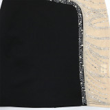 Mesh Patchwork Hot Drill Sling Mini Dress CYA-900756