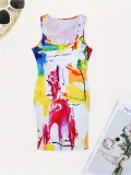 Plus Size Print Sleeveless Midi Dress SH-390591