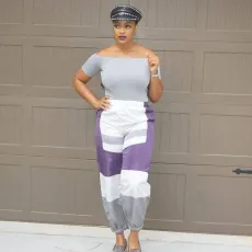 Plus Size Contrast Color Loose Casual Pant OM-1701