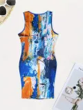 Plus Size Print Sleeveless Midi Dress SH-390591